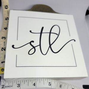 STL St. Louis Decorative Wood block with leatherlike handle painted PGraham Dunn